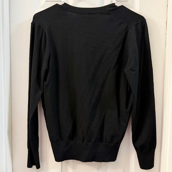 MINNIE ROSE Black Embellished Button V Neck Cardigan Sweater Womens M Classic - Picture 2 of 6